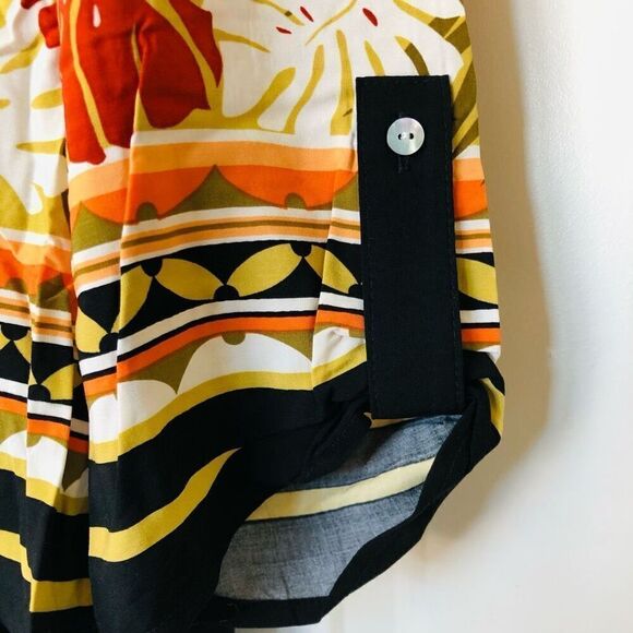 NWOT Ruby Road Palm Leaves Tie Front Blouse - Picture 2 of 16